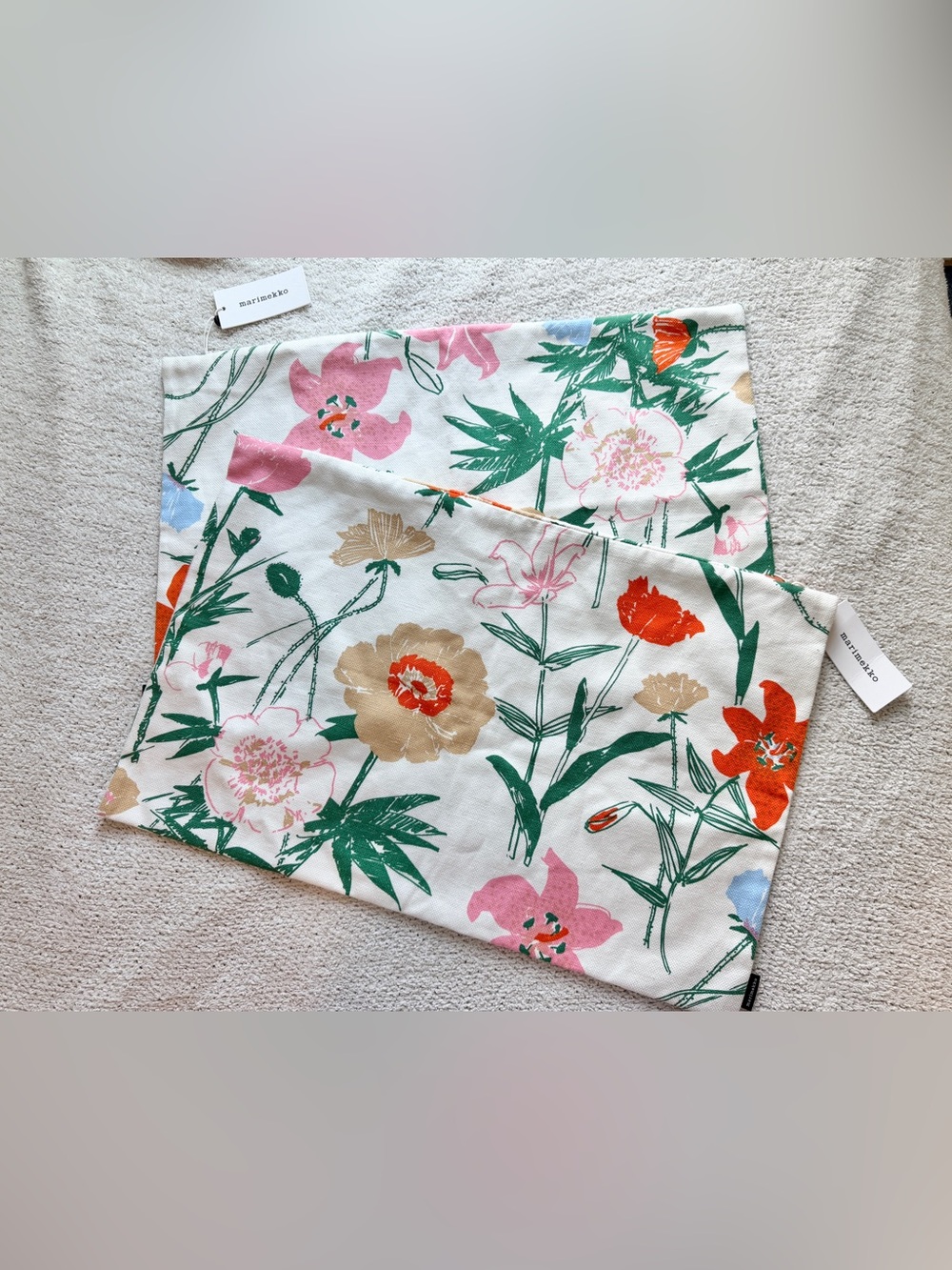 Marimekko Perenna Accent Pillow Covers Floral Print Cream NEW NWT